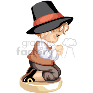 A little pilgrim boy on his knees praying clipart. Royalty-free icon # 376405