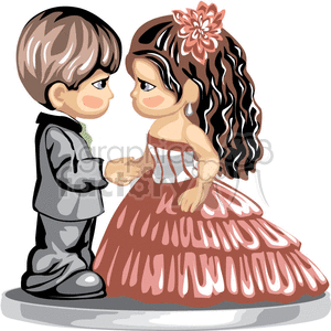 A little boy asking a girl to dance at prom clipart. Commercial use image # 376410
