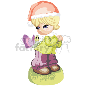 Little Blonde Girl with a butterfly on her back. clipart. Commercial use image # 376440