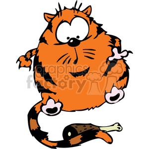 Fat cat grabbing a piece of chicken clipart. Royalty-free image # 377122