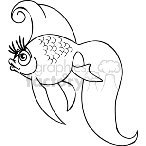 Female fish in black and white clipart.