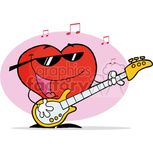 Heart playing a guitar clipart. Commercial use image # 377531