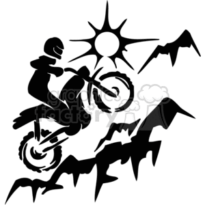 black white extreme sports sport action vector clip art motocross dirt bike bikes hill hills climb  vinyl-ready