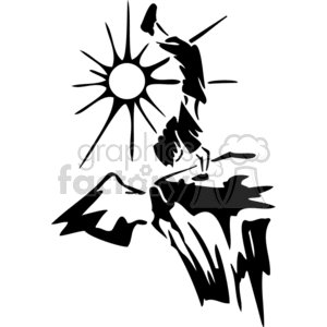 clipart - hand stand on a cliff.