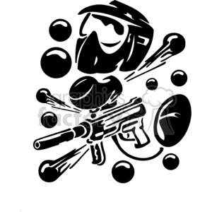 black white extreme sports sport action vector clip art paintball paintballer paintballing gun guns