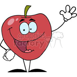 Happy Cartoon Apple Character Waving A Greeting