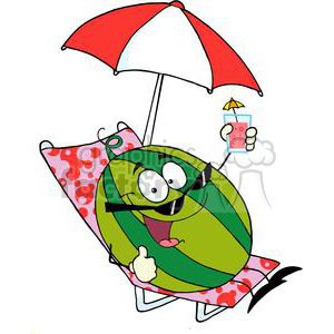 2843-Cartoon-Watermelon-Holding-A-Glass-With-Juice clipart. Commercial use image # 380332