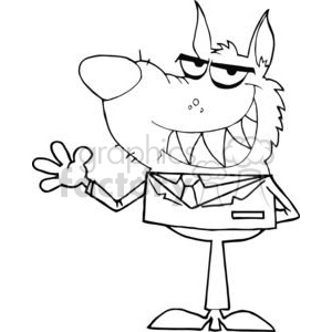 clipart - 3260-Wolf-Business-man-Waving-A-Greeting.