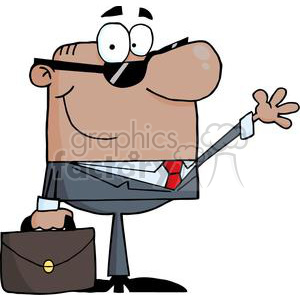3238-Friendly-African-American-Businessman-Waving-A-Greeting clipart.