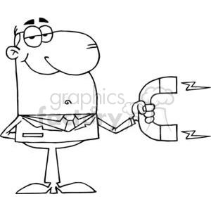 3145-Businessman-Using-A-Magnet clipart. Commercial use image # 380721