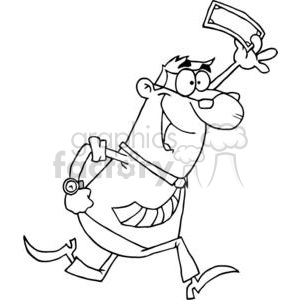 Happy Businessman Running With Dollar in Hand clipart. Commercial use image # 380746