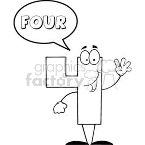 3452-Friendly-Number-4-Four-Guy-With-Speech-Bubble clipart. Commercial use image # 380842