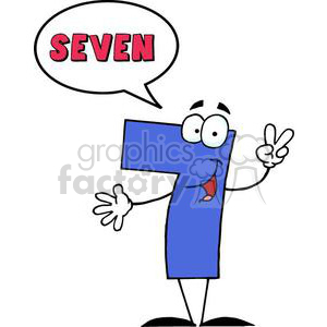 3459-Friendly-Number-7-Seven-Guy-With-Speech-Bubble clipart. Royalty-free image # 380927
