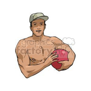 guy holding a red volleyball clipart. Commercial use image # 381199