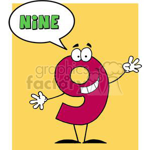 Funny-Number-Guy-Nine-With-Speech-Bubble clipart. Royalty-free image # 381263