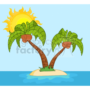 cartoon funny vector sun sunshine island islands palm tree trees tropical tree