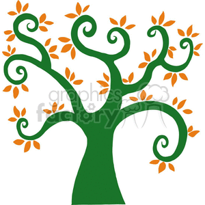 greenl swirl tree in the fall clipart. Commercial use image # 382190