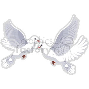 clipart - two white doves.