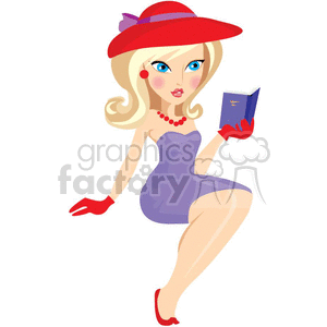 blond lady wearing a red hat clipart.