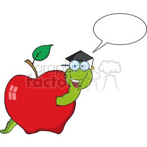 4268-Happy-Graduate-Worm-In-Apple-With-Speech-Bubble