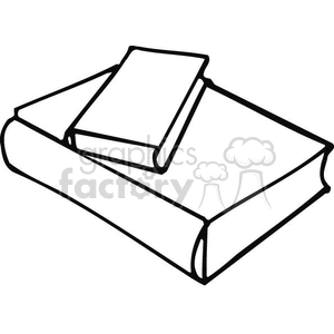 Black and white outline of a textbook and small note pad clipart.