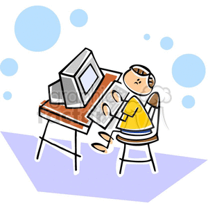 Cartoon student learning about computers  clipart.