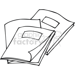 Black and white outline of homework folders clipart.