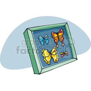 clipart - Cartoon butterflies in a shadow box.