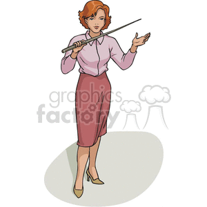Cartoon teacher using a pointer  clipart. Commercial use image # 382855