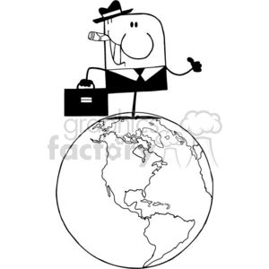 black and white outline of a cartoon businessman
