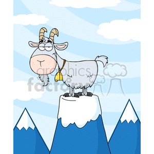 cartoon goat on top of a mountain clipart.