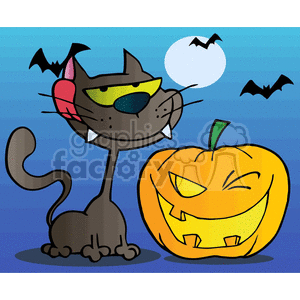 cartoon funny comic comical vector cat cats Halloween pumpkin pumpkins bats