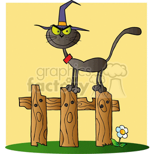 cartoon funny comic comical vector cat cats black fence wooden