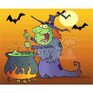 cartoon funny comic comical vector witch Halloween potion pot cooking brew bats cauldron