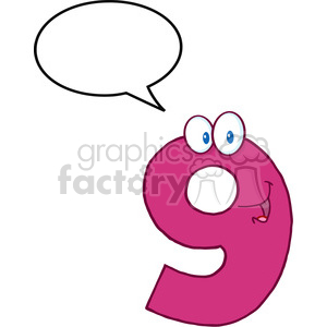 5022-Clipart-Illustration-of-Number-Nine-Cartoon-Mascot-Character-With-Speech-Bubble clipart. Royalty-free image # 385251