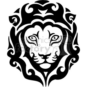 vector black+white animals wild outline vinyl-ready lion cat tattoo tribal