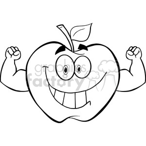 cartoon funny illustrations comic comical apple black+white muscles strong