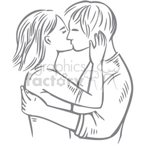clipart - a couple kissing.