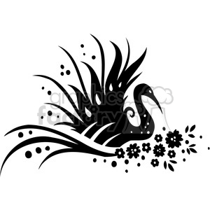 black+white swirl designs tattoo Chinese Asian floral organic vinyl+ready flowers crane bird