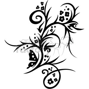Chinese swirl floral design 005 clipart.