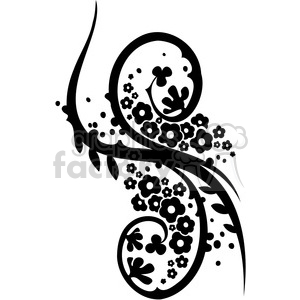 black+white swirl designs tattoo Chinese Asian floral organic vinyl+ready flowers