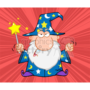 RF Angry Wizard Waving With Magic Wand clipart.
