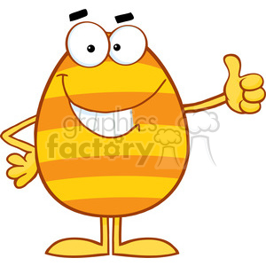Clipart of Smiling Colorful Easter Egg Showing Thumbs Up clipart.