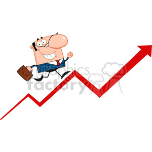 Royalty Free Smiling Business Manager Running Upwards On A Statistics Arrow clipart. Royalty-free image # 386908