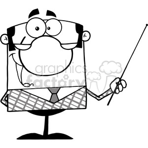 clipart - Clipart of Business Manager Gesturing With A Pointer Stick.