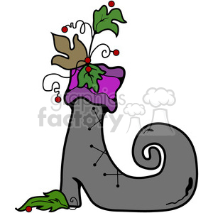 Primitive Witch Boot Bouquet in color clipart. Commercial use image # 387279