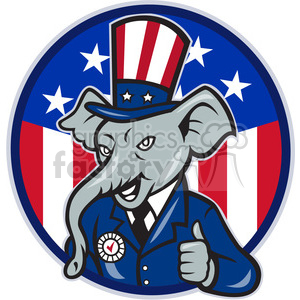 elephant republican thumb up HALF FLAG CIRC clipart.