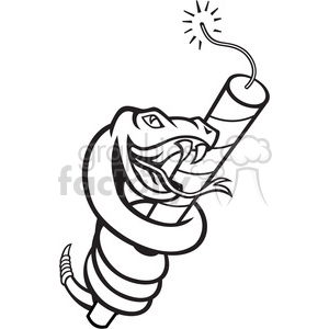 black and white snake rattle dynamite clipart.
