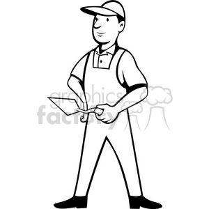 black and white bricklayer clipart. Commercial use image # 388244