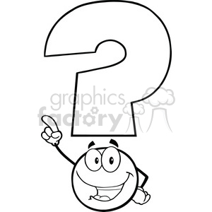 6257 Royalty Free Clip Art Happy Question Mark Cartoon Character Pointing With Finger clipart.
